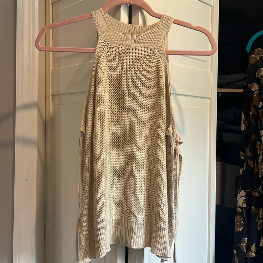 Lulus Tan Knitted Scuba Tank with Tie Sides
